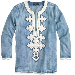 JCREW sz6 chambray embroidered tunic